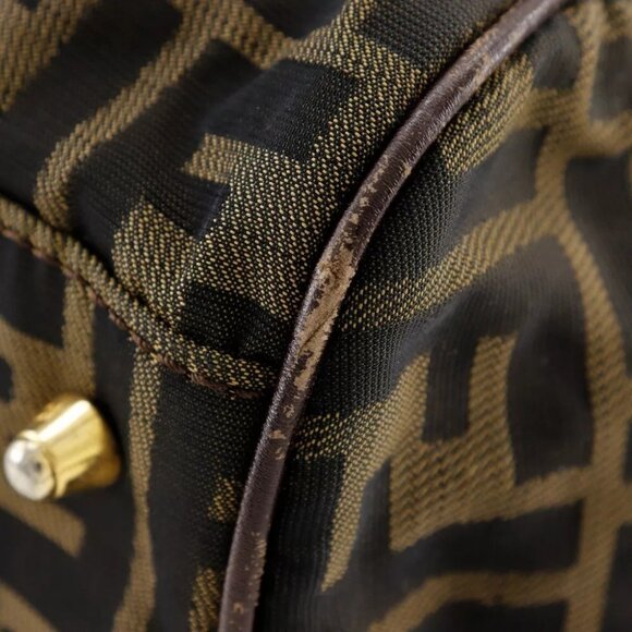 FENDI Zucca Boston bag Brown Nylon canvas unisex - Picture 6 of 12